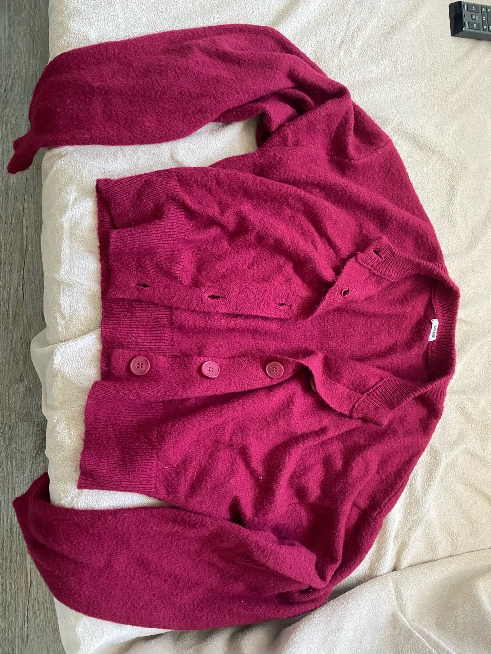 Garage Button-Up Cardigan Sweater in Deep Berry